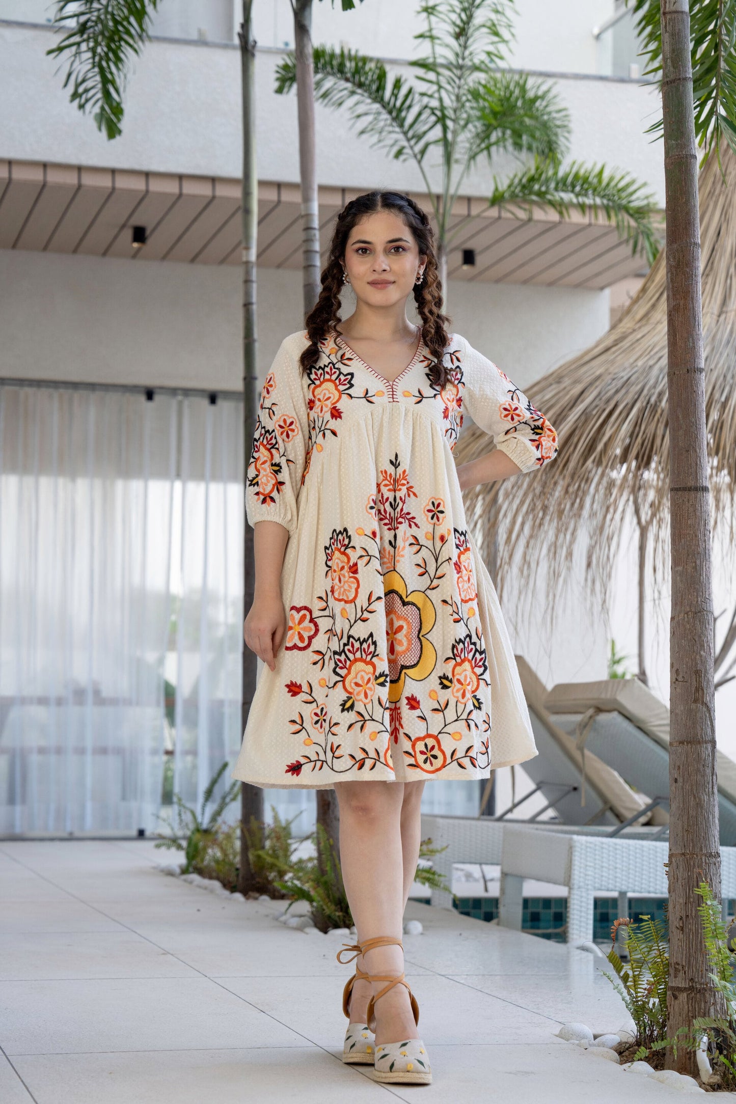 Floral Harmony Embroidered Dress