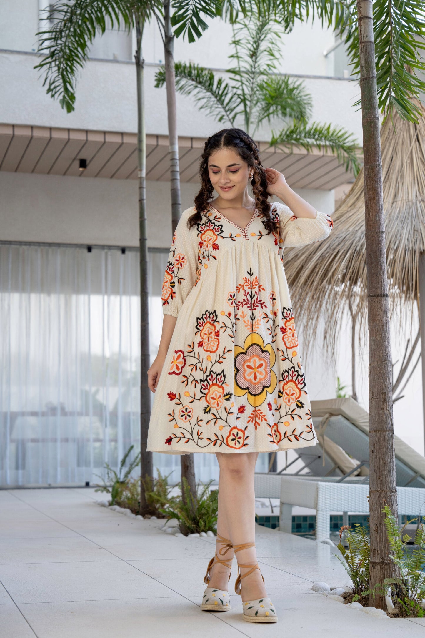 Floral Harmony Embroidered Dress