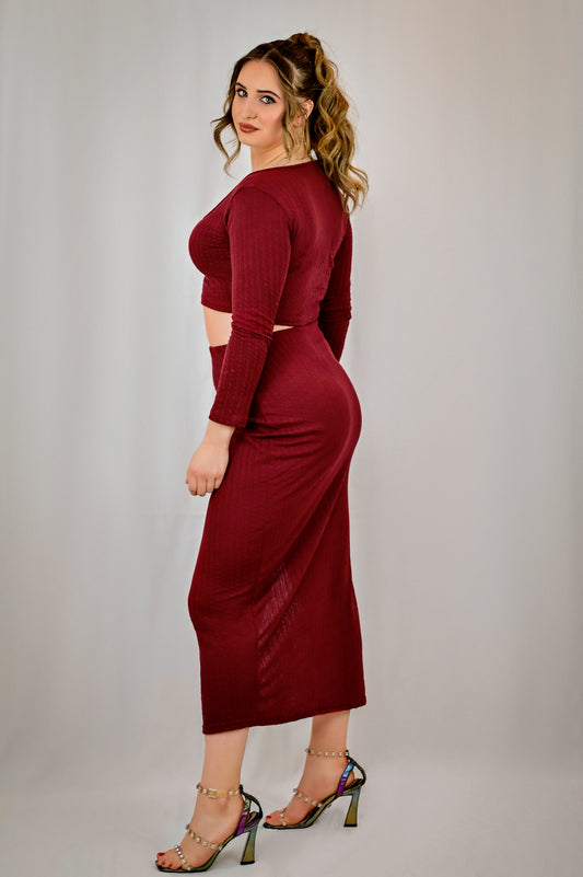 Wine Luxe Ribbed Two-Piece Set