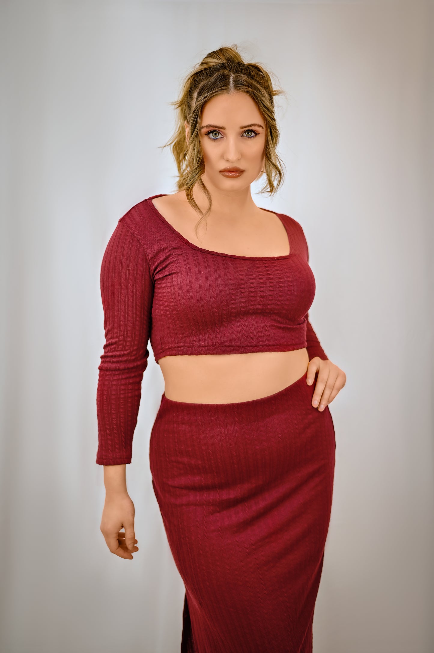 Wine Luxe Ribbed Two-Piece Set