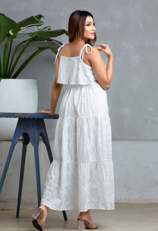 White Lace Eyelet Maxi Dress