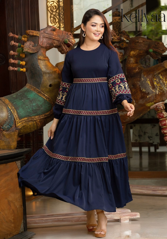 Midnight Bloom Chiffon Frock