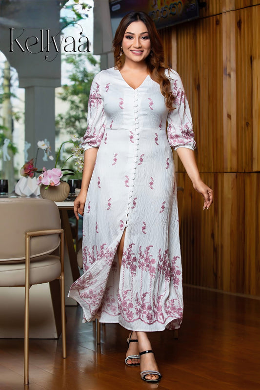 Floral Serenity Button-Down Dress