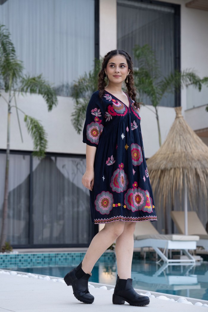 Floral Bliss Embroidered Dress