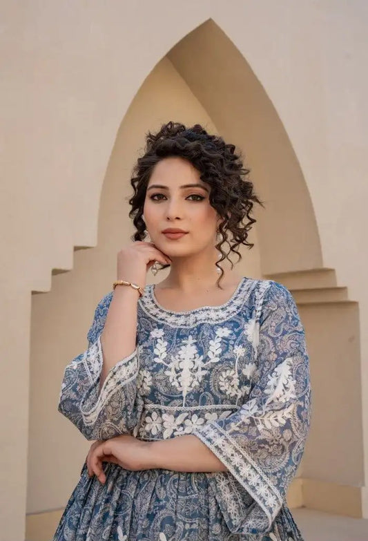 Serenity Blossom Embroidered Dress