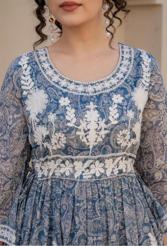 Serenity Blossom Embroidered Dress
