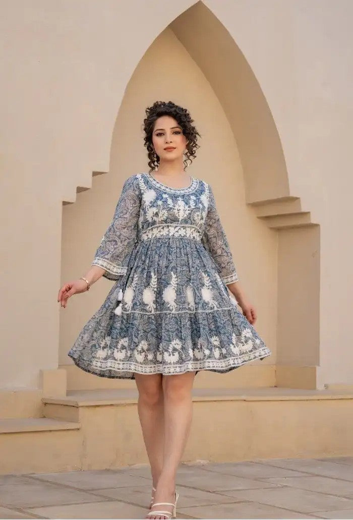 Serenity Blossom Embroidered Dress