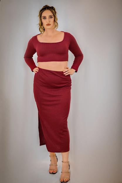 Wine Luxe Ribbed Two-Piece Set