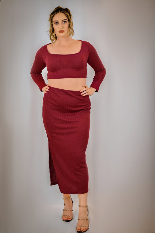 Wine Luxe Ribbed Two-Piece Set