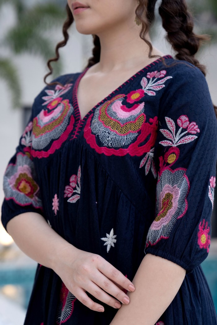 Floral Bliss Embroidered Dress