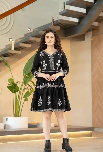 Midnight Belle Embroidered Dress