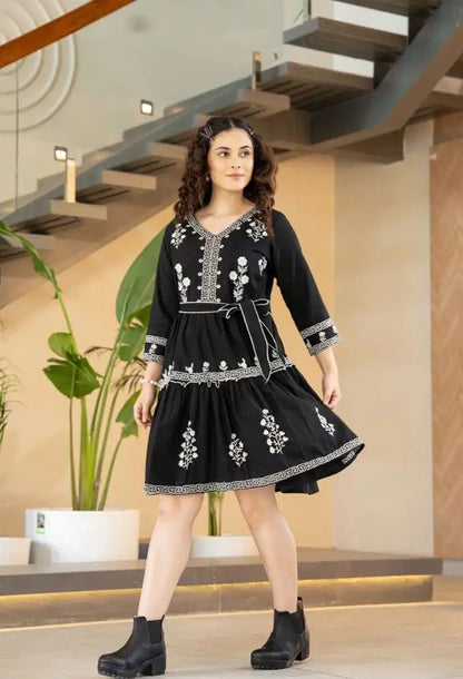 Midnight Belle Embroidered Dress