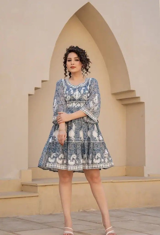 Serenity Blossom Embroidered Dress